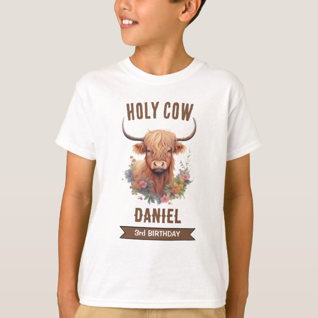 Highland Cow Birthday T-Shirt (Vorderseite)