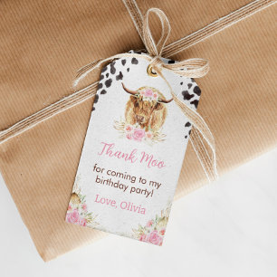 Highland Cow Birthday Vielen Dank Tag Geschenkanhänger