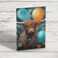 Highland Cow Birthday Whimsical Balloons