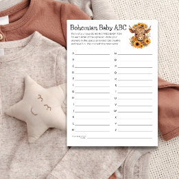 Highland Cow Boho Baby ABC Duschspielkarte Einladung