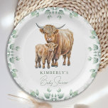 Highland Cow Boho Greenerity Farm Animal Baby Show Pappteller<br><div class="desc">Feiern Sie die Ankunft eines neuen Babys mit unseren bezaubernden Babydusche-Party-Vorräten mit einer Hochlandkuh und Kalb mit bohfarbenem Grün, Salbei und Aquarellelementen. Das moderne und dennoch rustikale Design eignet sich perfekt für eine Babydusche mit Land- oder Nutztierthemen. Zu unserem Party gehören Servietten, Papiertücher, Papiertücher, Party-Ballons, Greiftaschen und Willkommensschilder. Diese hübschen...</div>