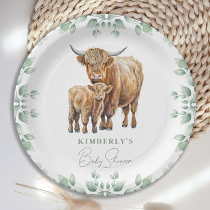 Highland Cow Boho Greenerity Farm Animal Baby Show Pappteller
