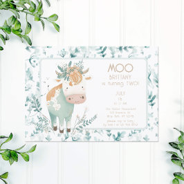 Highland Cow Boho Zweiten Geburtstag Einladung