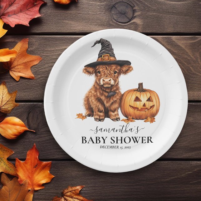 Highland Cow Calf Baby Dusche Halloween Hexe Pappteller (Von Creator hochgeladen)
