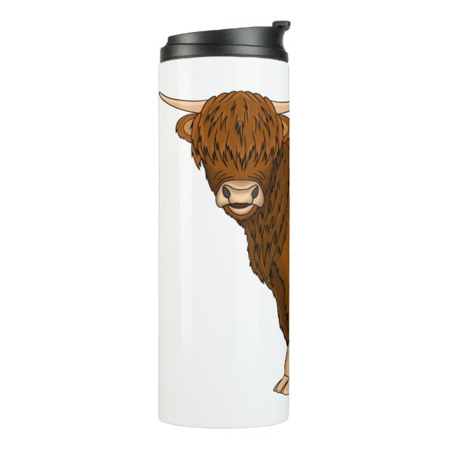 Highland cow cartoon illustration  thermosbecher (Nach links gedreht)