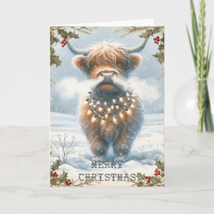 Highland Cow Christmas Karte