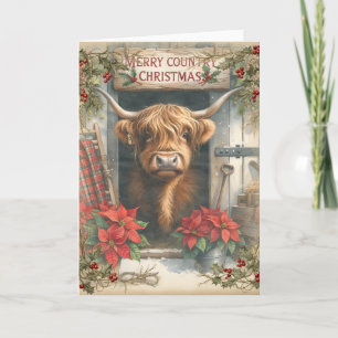 Highland Cow Christmas Karte