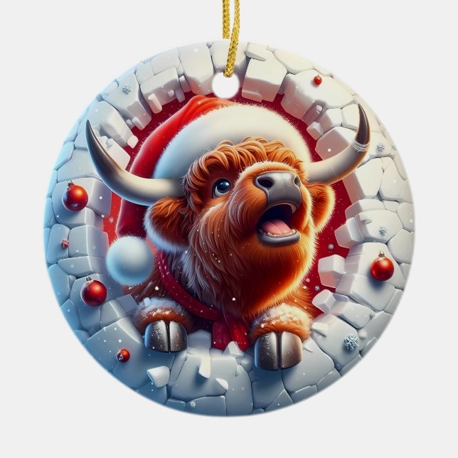 Highland Cow Christmas Ornament (Vorne)