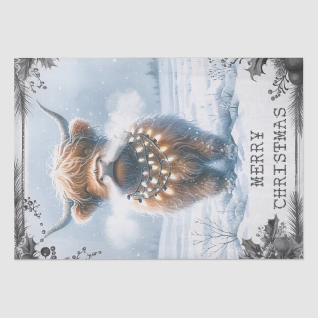 Highland Cow Christmas Seidenpapier (Vorderseite)