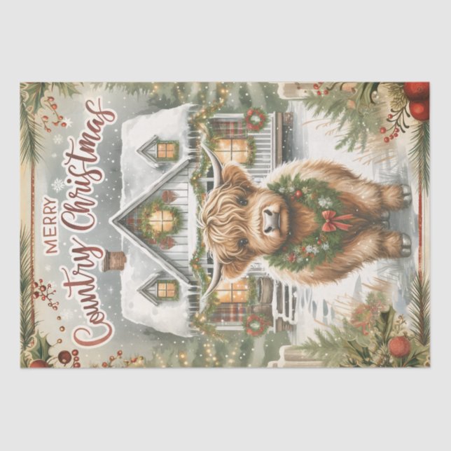 Highland Cow Christmas Seidenpapier (Vorderseite)