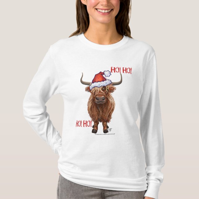 Highland Cow Christmas T-Shirt (Vorderseite)