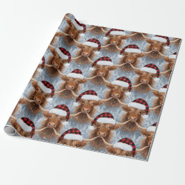 Highland Cow Christmas Wrapping Paper Cozy Rustic Geschenkpapier