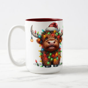 Highland Cow Christmas Zweifarbige Tasse