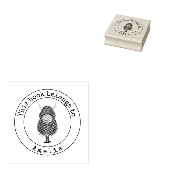 Highland Cow dieses Buch gehört Gummistempel (Stempel)
