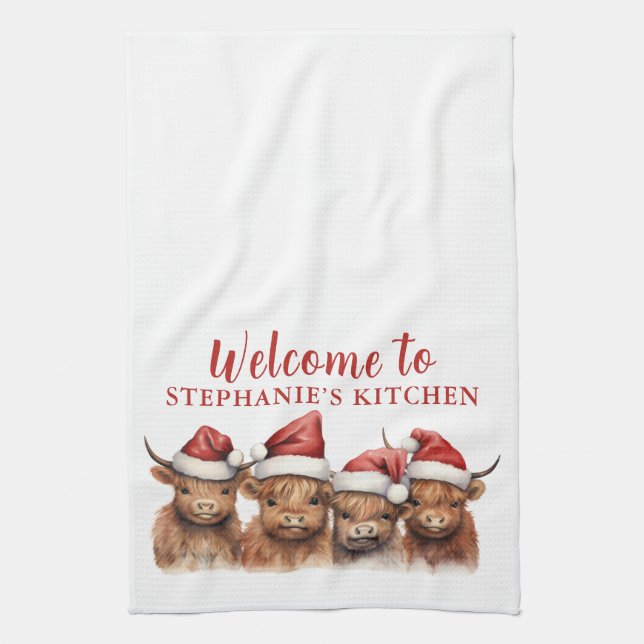 Highland Cow Family Kitchtuch Geschirrtuch (Vertikal)