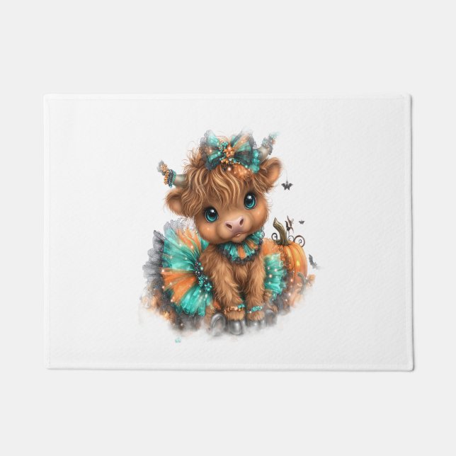 Highland Cow Farm Halloween Fußmatte (Vorderseite)