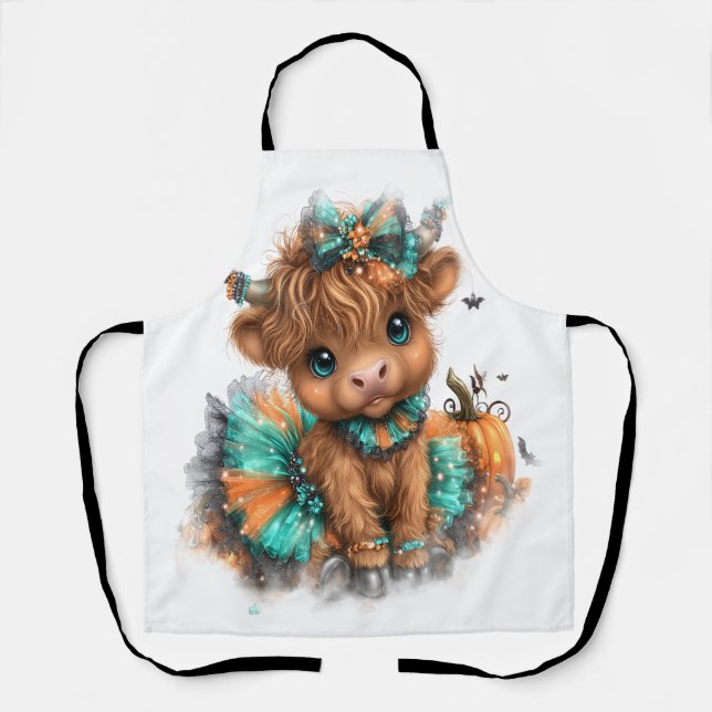 Highland Cow Farm Halloween Schürze (Vorderseite)