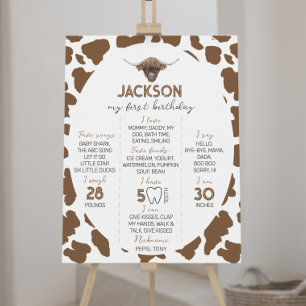 Highland Cow First Birthday Meilenstein-Zeichen Poster