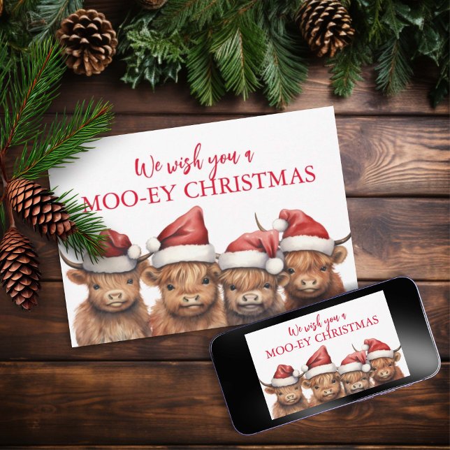 Highland Cow Flat Christmas Card Feiertagskarte (Von Creator hochgeladen)