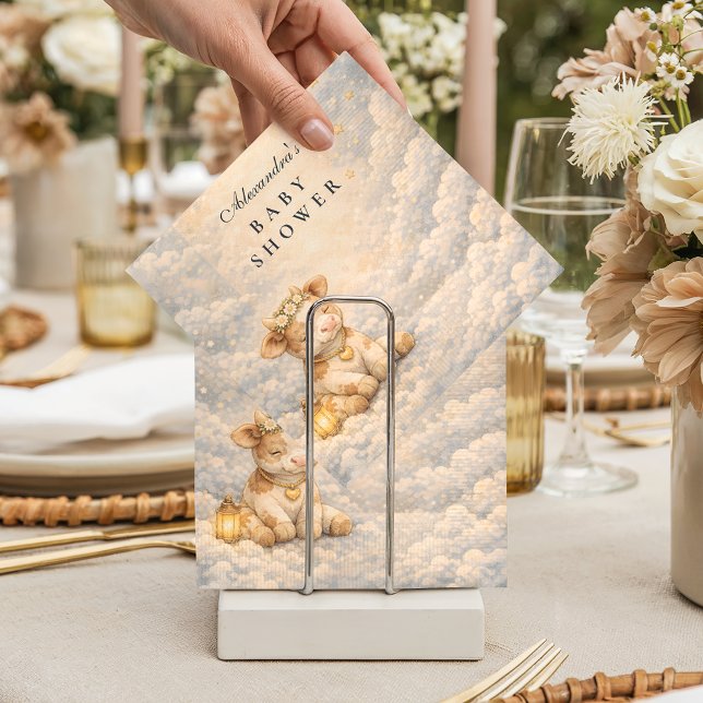 Highland Cow Floral Baby Shower Serviette (Von Creator hochgeladen)