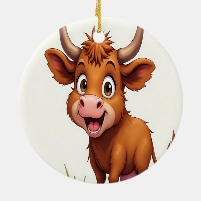 Highland Cow Frohe Weihnachtsfeiertag Keramik Ornament (Hinten)