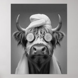 Highland Cow Funny Facial Gesichtsmaske Bad Poster