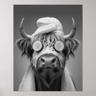 Highland Cow Funny Facial Gesichtsmaske Bad Poster