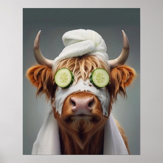 Highland Cow Funny Facial Gesichtsmaske Bad Poster (Vorne)