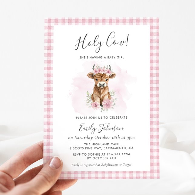 Highland Cow Girl Baby Shower Invitation Einladung (Von Creator hochgeladen)