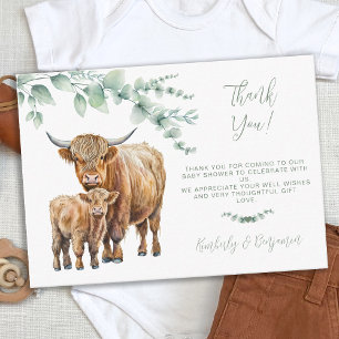 Highland Cow Greenerity Farm Baby Shower Vielen Da Mitteilungskarte