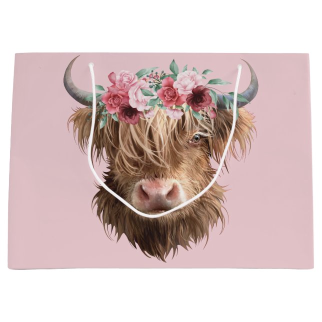 Highland Cow Große Geschenktüte (Vorderseite)