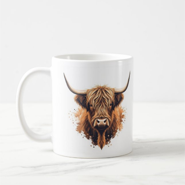 Highland-Cow-Grußkarte -  Kaffeetasse (Links)