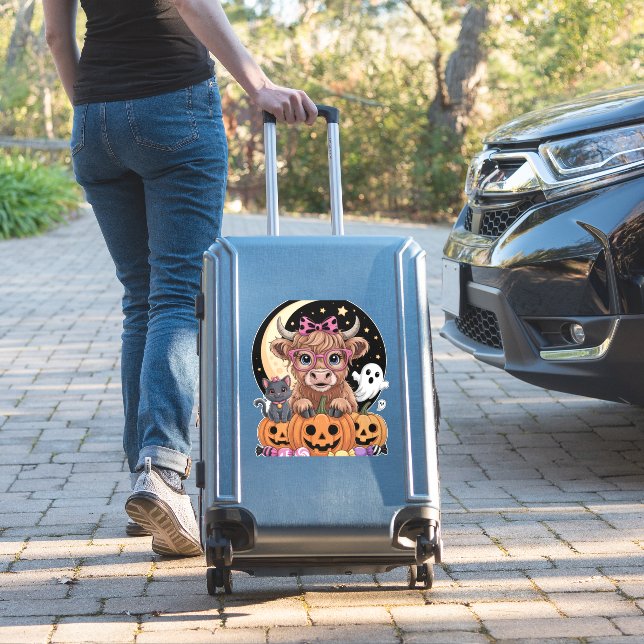 Highland Cow Halloween Spooky Saison Aufkleber (Koffer Insitu)