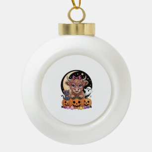 Highland Cow Halloween Spooky Saison Keramik Kugel-Ornament
