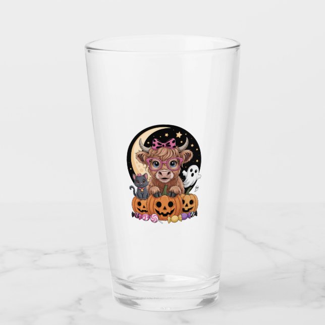 Highland Cow Halloween Spooky Season Glas (Vorderseite)