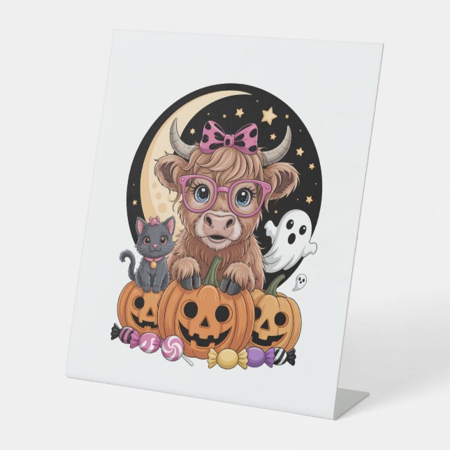 Highland Cow Halloween Spooky Season Sockelschild (Vorderseite)