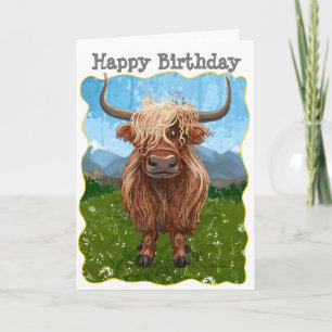 Highland Cow Happy Birthday Karte