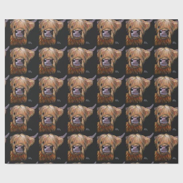 Highland Cow 'Henry' Wrapping Paper Geschenkpapier (Saum)