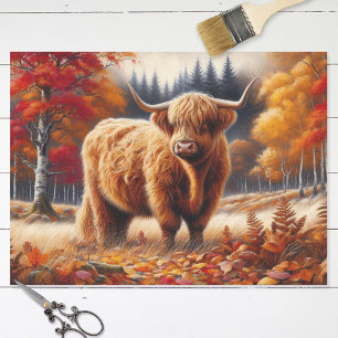 Highland Cow Herbst Aquarell Decoupage Seidenpapier