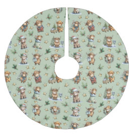 Highland Cow Holiday Parade Polyester Weihnachtsbaumdecke