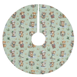 Highland Cow Holiday Parade Polyester Weihnachtsbaumdecke