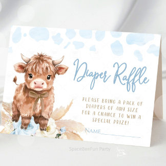 Highland Cow Holy Cow baby boy shower  Begleitkarte