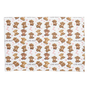 Highland Cow I Liebe Moo Heart Kissenbezug