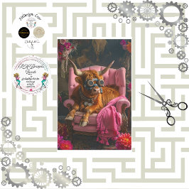 Highland Cow in Boho Style Decoupage Seidenpapier