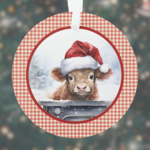 Highland Cow in Niedlicher Weihnachtsmannmütze Gin