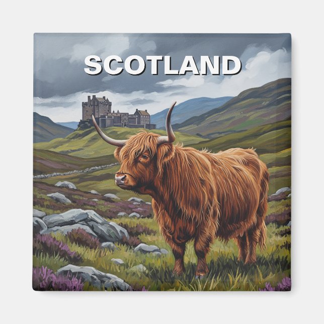 Highland Cow in Schottland Travel Magnet (Vorne)
