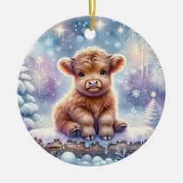 Highland Cow in Snowlight Keramik Ornament