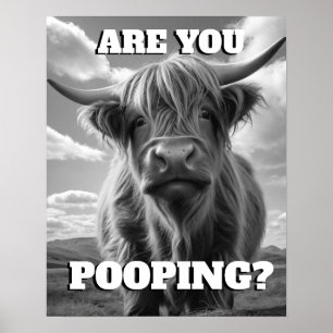 Highland Cow Kacke Sie Toilette Potty Spaß Poster