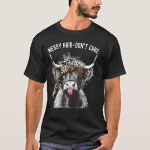 Highland-Cow-Leoparden-Druck Zerzaustes Haar Ist E T-Shirt