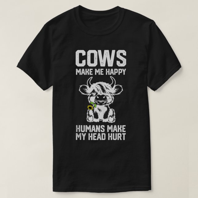 Highland Cow machen mich glücklich, Menschen mache T-Shirt (Design vorne)